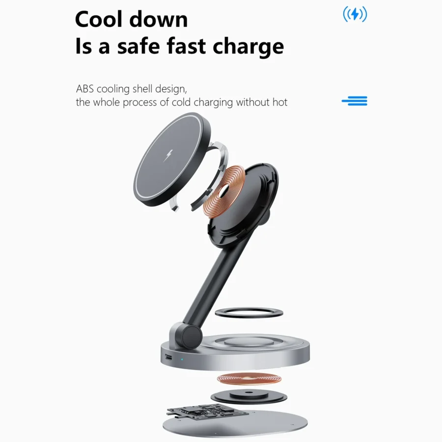 3-in-1 Magnetic Wireless Charging Stand for MagSafe iPhone, Apple Watch, and AirPods - Image 5