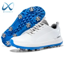 Men's Golf Shoes with Waterproof Design and Non-Slip Spikes