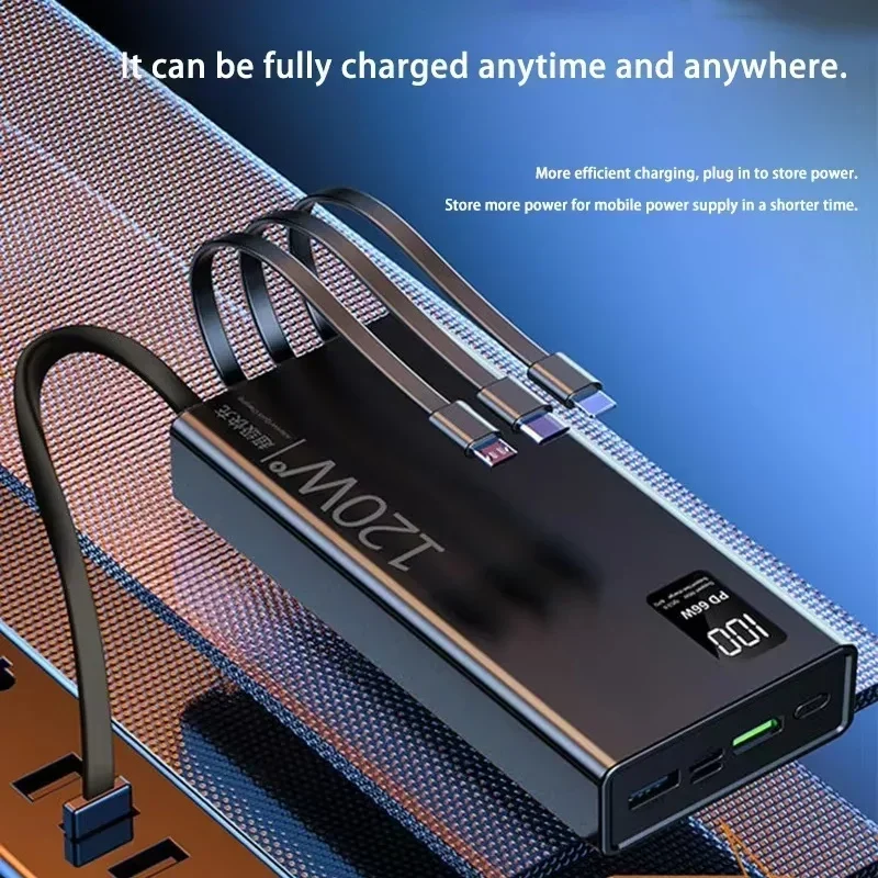 Lenovo 120W 50000mAh Power Bank with 4-in-1 Cables – Fast Charging Portable Charger for iPhone and Samsung - Image 4