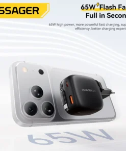 Essager 65W GaN Pro Charger With Retractable Type C Cable for Huawei Xiaomi 3 in 1 Fast Travel Charger For iPhone 17 16 MakBook