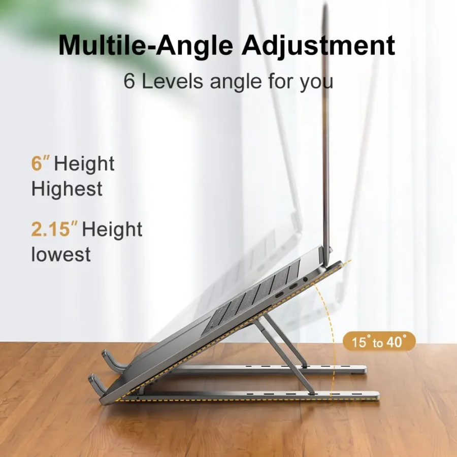 Aluminum Portable Laptop Stand – Foldable Computer Holder for MacBook and PC - Image 2