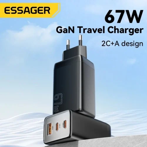 Essager 67W GaN USB-C Fast Charger with PD 3.0 and QC 3.0 for Smartphones and Laptops