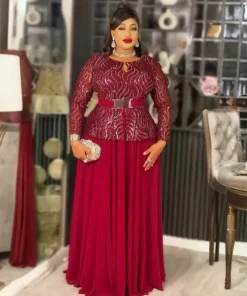 Alternative view of Elegant Plus Size African Dress for Women - Ankara Dashiki Wedding Party Long Dress with Sequin Details