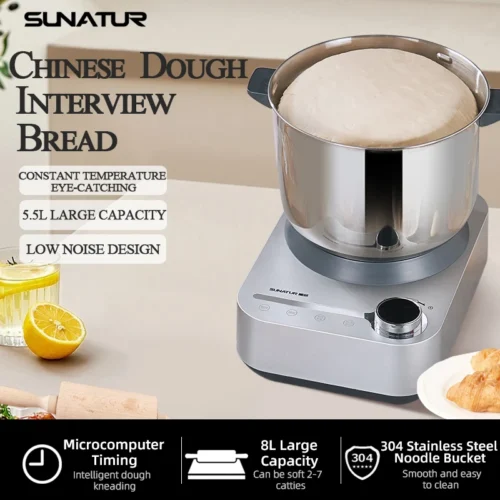 SUNATUR 8L/5.5L Stand Mixer - Electric Dough Mixer for Baking