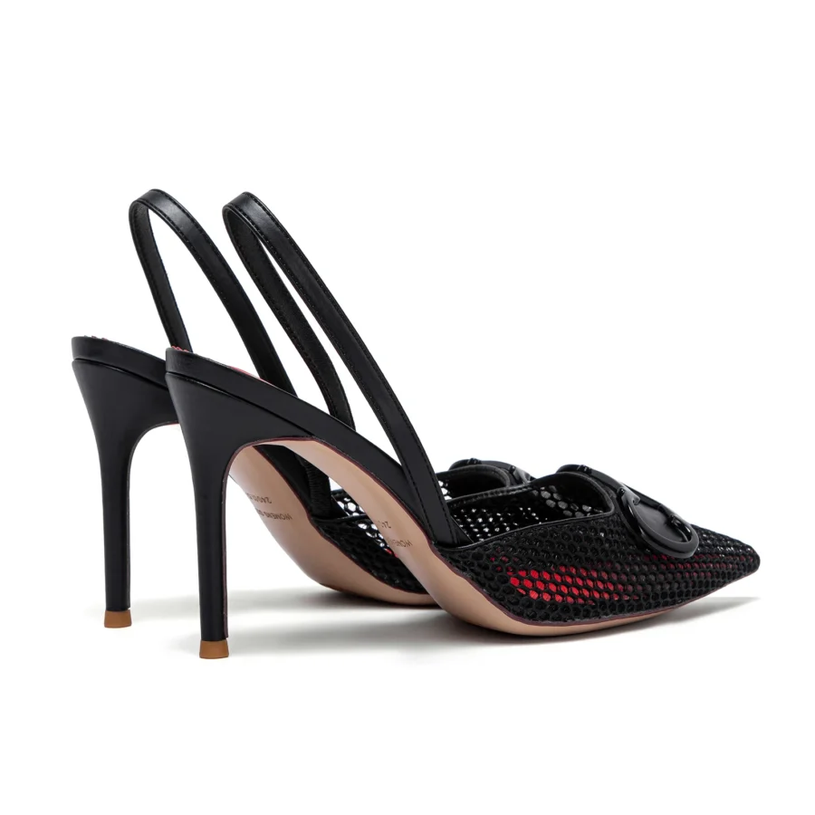 CHCH Women's High Heels 2025 Summer Breathable Mesh Black Business Sandals 9cm - Image 4