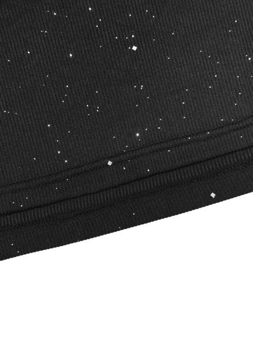 Sequin Mini Dress with Stand Collar and Cape Style for Women, Elegant Party Outfit for Autumn Winter - Image 5