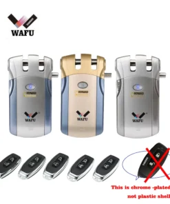 Wafu Smart Invisible Deadbolt Door Lock with Remote Control - 5 Chrome Plated Remotes