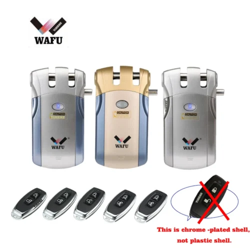 Wafu Smart Invisible Deadbolt Door Lock with Remote Control - 5 Chrome Plated Remotes