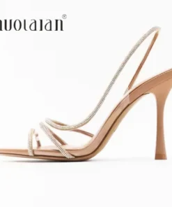 Summer Women High Heel Sandals Transparent PVC Heels Luxury Rhinestone Strap Slingbacks Female Sexy Party Wedding pumps Shoes