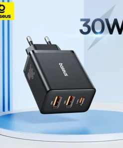 Baseus 30W USB Charger QC3.0 PD3.0 Type C PD Fast Charging 3 Ports Quick Phone Charger For iPhone 15 14 13Pro Max Xiaomi Samsung
