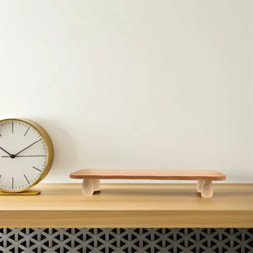 Bamboo Desktop Organizer with Ergonomic Design for Gaming Monitors and Computer Stands - Image 4