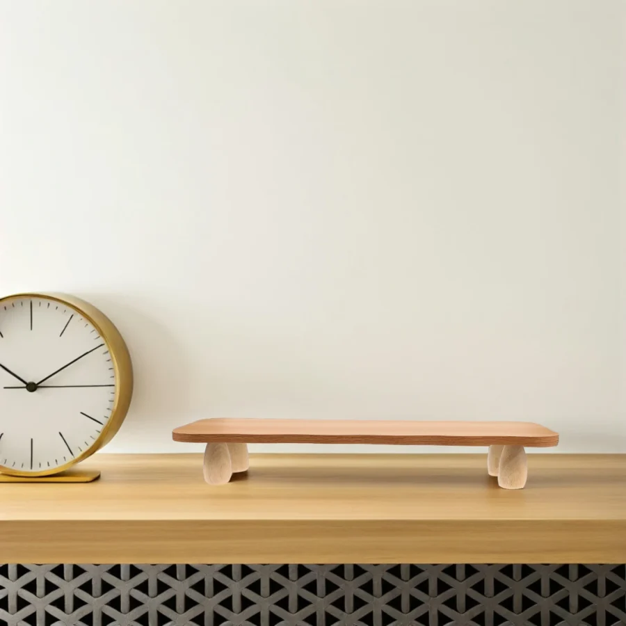 Wooden Computer Stand Riser Desktop Organizer Shelves Bamboo Shelf Gaming Monitor Desk Risers Sturdy Ergonomic Design Modern - Image 4