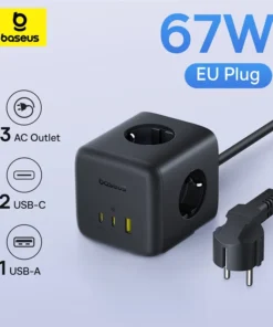 Baseus 67W GaN Fast Charger Power Strip 3AC 3680W Outlet USB-C Fast Charging Desktop Station For Laptop iPhone Samsung Xiaomi