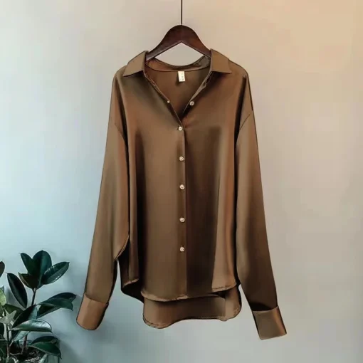 Casual Long Sleeve Button Shirts for Women - Elegant Autumn Winter Korean Blouses for Office Wear - Image 5