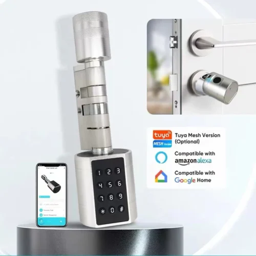 Alternative view of Tuya Smart Fingerprint Electronic Door Lock with Keypad and Remote Control - Adjustable Size for Home and Apartment
