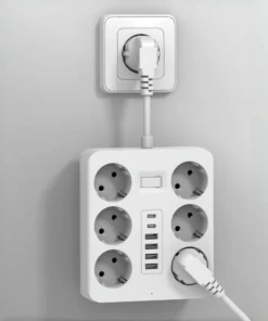 Alternative view of Wall Socket Extender with 6 AC Outlets 4 USB Ports 2 Type-C EU Plug Charger Electrical Switch For Home Power Strip Socket