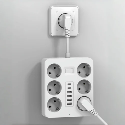 Alternative view of Wall Socket Extender with 6 AC Outlets 4 USB Ports 2 Type-C EU Plug Charger Electrical Switch For Home Power Strip Socket