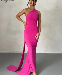 Alternative view of Hugcitar One Shoulder Backless Maxi Dress - Adjustable Ruched Design for Women