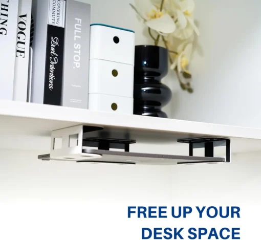 Under Desk Laptop Mount with Anti-Scratch Silicone Shelf for Organized Workspace - Image 2