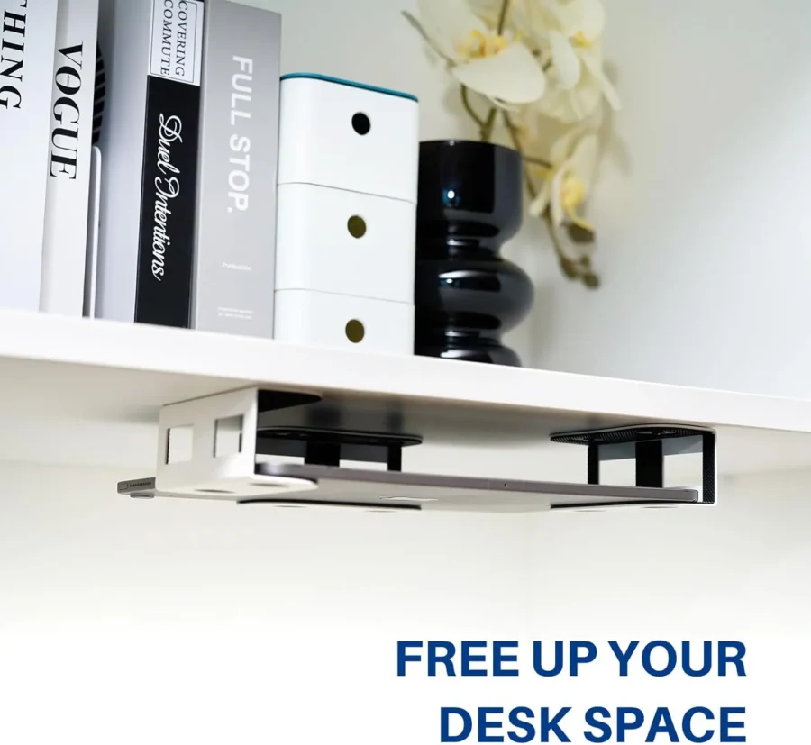 Under Desk Laptop Mount with Anti-Scratch Silicone Shelf - Image 2