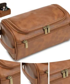 Leather Toiletry Bag - Large Dopp Kit for Travel and Cosmetics
