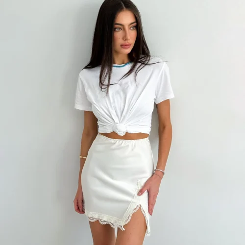 Linad High Waist Satin Pencil Skirt for Women - Elegant Split Design