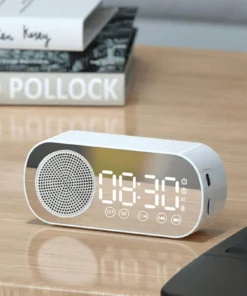 Alternative view of Bluetooth Speaker with Alarm Clock and Subwoofer - Mini Multi-functional Device