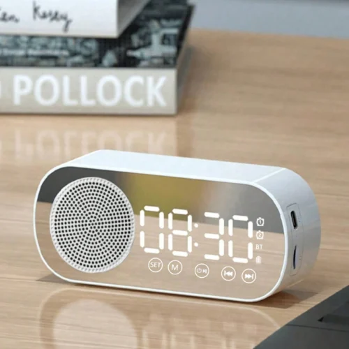 Alternative view of Bluetooth Speaker with Alarm Clock and Subwoofer - Mini Multi-functional Device