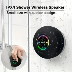 Waterproof Mini Bluetooth Shower Speaker with Suction Cup and Handsfree Microphone for Easy Listening