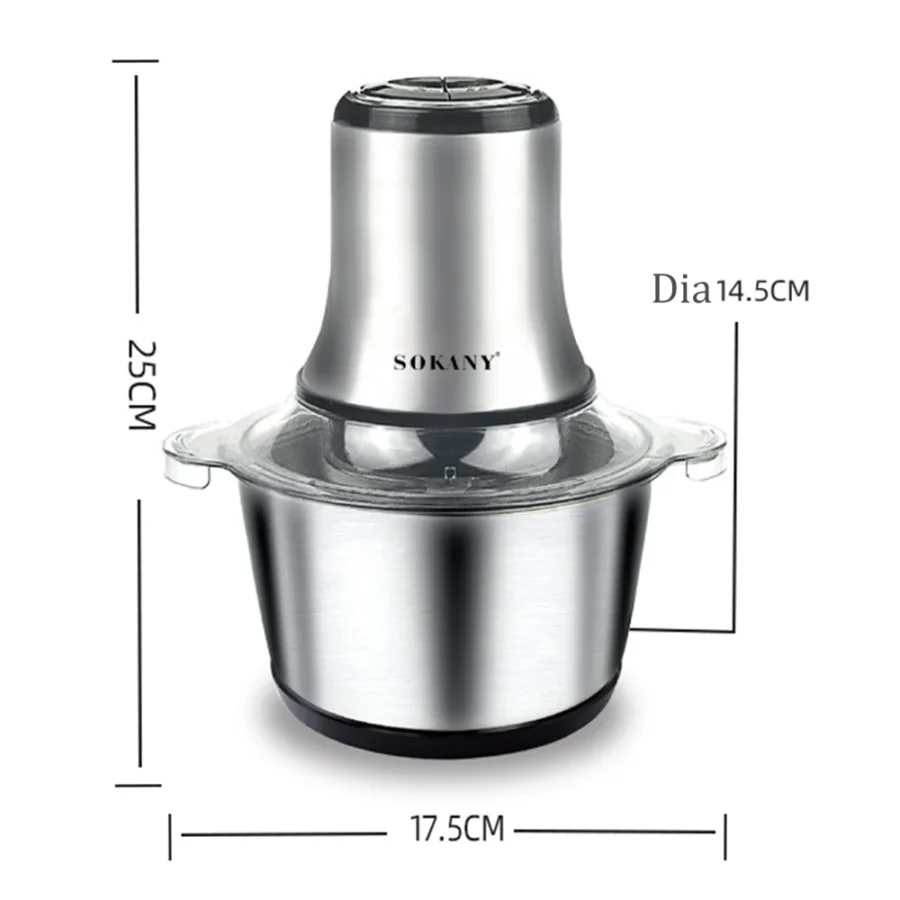 800W 3L Stainless Steel Electric Meat Grinder and Food Processor - Image 4