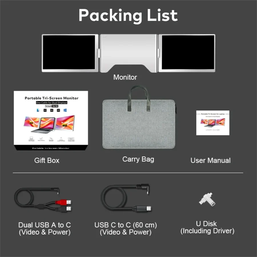 FHD Dual-Screen Portable Office Monitor - Compatible with All PCs - Image 6