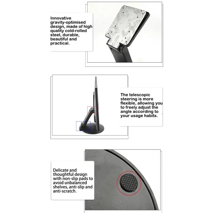 Foldable Computer Monitor Stand Bracket VESA Desktop Shelf PC LCD Vertical Mount Upright Hanger 75*75mm Support for 17-24 Inch - Image 5