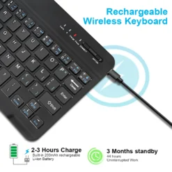 Alternative view of Bluetooth Mini Keyboard with Rechargeable Battery for Laptop, Tablet, and Phone Users