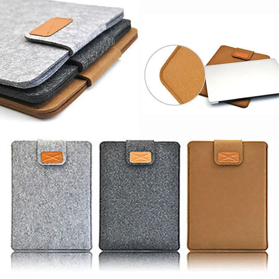 Felt Sleeve Tablet Case for MacBook Air/Pro – 11", 13", 15" – Solid Color Storage Bag - Image 3