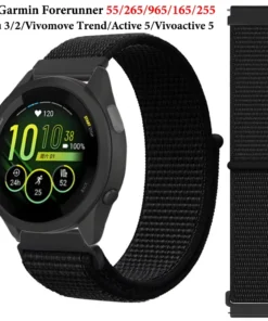 20mm 22mm Nylon Loop Strap For Garmin Forerunner 55 165 265 965 255 Active 5/Vivomove Trend/Vivoactive 5/Venu 3/2 Bracelet Belt