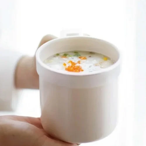 Mini Rice Cooker - 800ml Ceramic, Non-Stick, Electric Lunch Box for Travel and Office Use