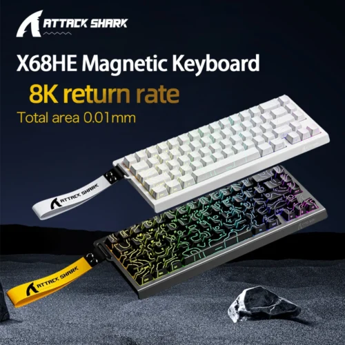 Alternative view of X68HE ATTACK SHARK Magnetic Gaming Keyboard Mechanical Wired for Pro Gaming 0.01mm Rapid Trigg 8000Hz SOCD/Rs 0.125ms 128K Rate