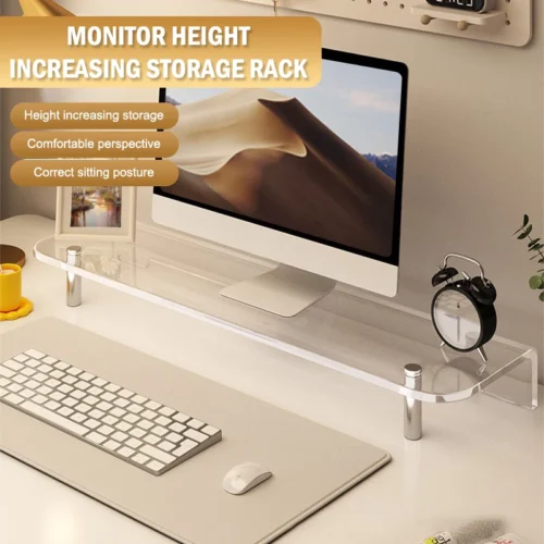Acrylic Laptop Stand Desktop Computer Screen Monitor Desk Bracket Elevated Desktop Organizer Stand For Reducing Neck Strain