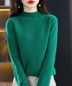 Alternative view of 100% Pure Wool Half-neck Pullover In Autumn And Winter New Cashmere Sweater Women's Casual Knit Top Women's Coat 19 Colors