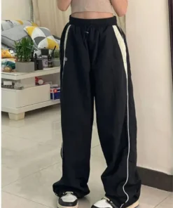 Vintage Distressed Wide Leg High-Waisted Pants for Women