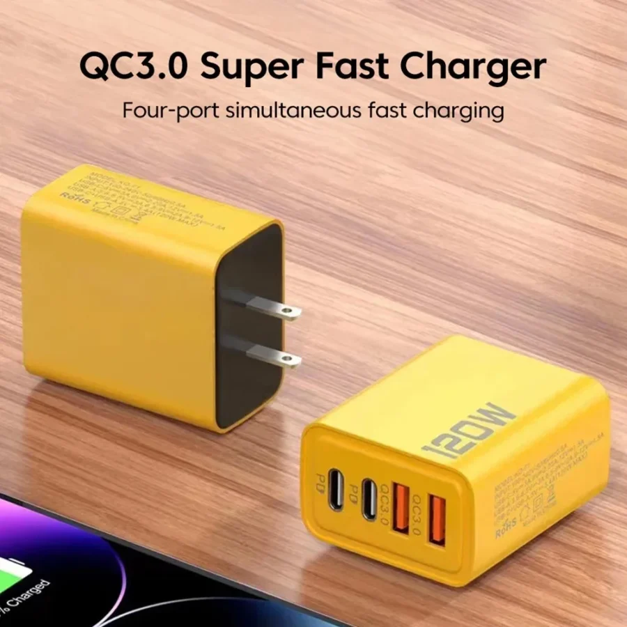 USB C PD Charger - 4 Ports Fast Charging Adapter for iPhone and Android Devices - Image 6