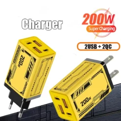 Gan 200W Multi Port Charger with Dual PD and Dual Type-C Fast Charging for Huawei and iPhone
