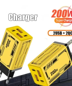 Gan 200W Multi Port Charger With Dual Pd And Dual Typec Charging Head Suitable For Huawei Iphone Charger Fast Charging