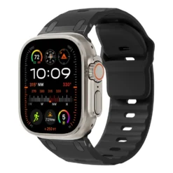 Alternative view of Sport Silicone Strap for Apple Watch Ultra 3 2 with Stainless Steel Bracelet for Series 11 9 8 SE 10 45mm 44 46mm