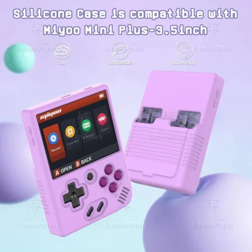 Alternative view of Miyoo Mini Plus Silicone Protective Case with Lanyard Anti-fall Anti-scratch Full Fit Soft Shell Cover Skin Accessories - Purple