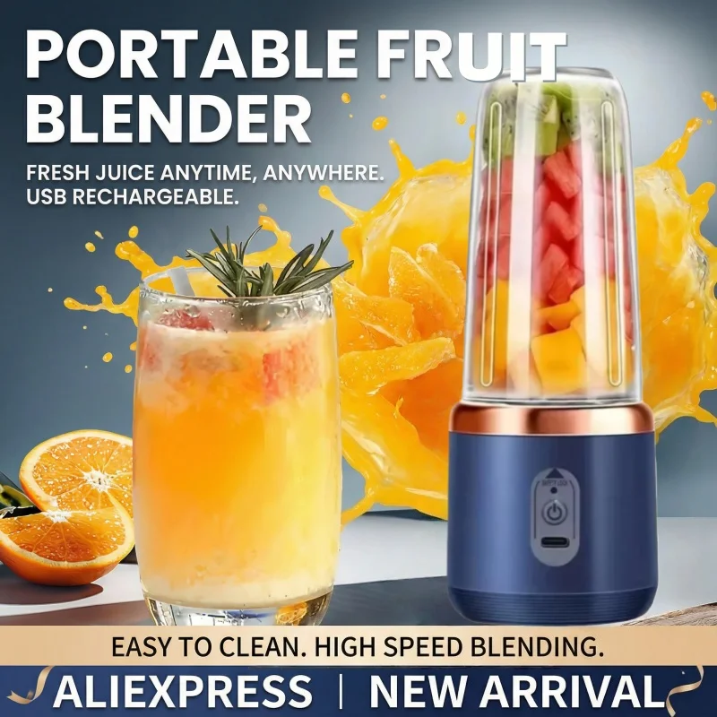 Portable 400ML Electric Juicer with 6 Blades - Multifunctional Blender and Milkshake Maker