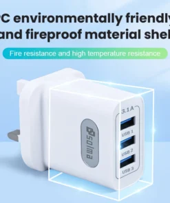 Alternative view of SOLMA UK Standard Charging Head 3 Ports 3.1A USB Charger For iPhone Xiaomi With Display Mobile Plug Universal Fast Charger