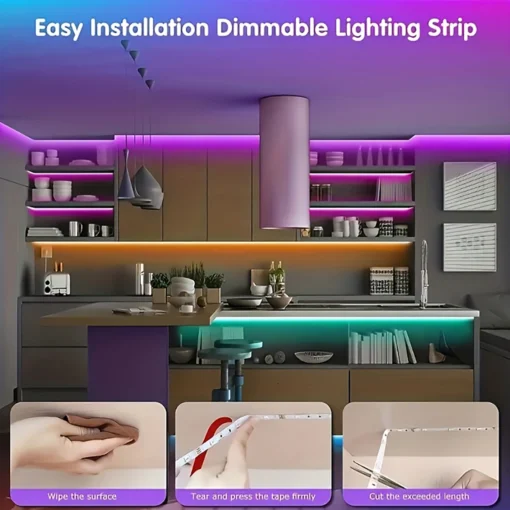 LED strip lights with 44 key remote control, RGB tape for home bedroom and party decor - Image 4