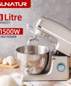 SUNATUR 8L 1500W Stand Mixer - Commercial Electric Food Processor and Dough Kneader