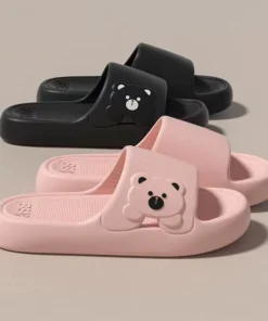 Women's Summer Cartoon Bear Indoor Slippers - Lightweight Soft EVA Non-Slip Home Slides